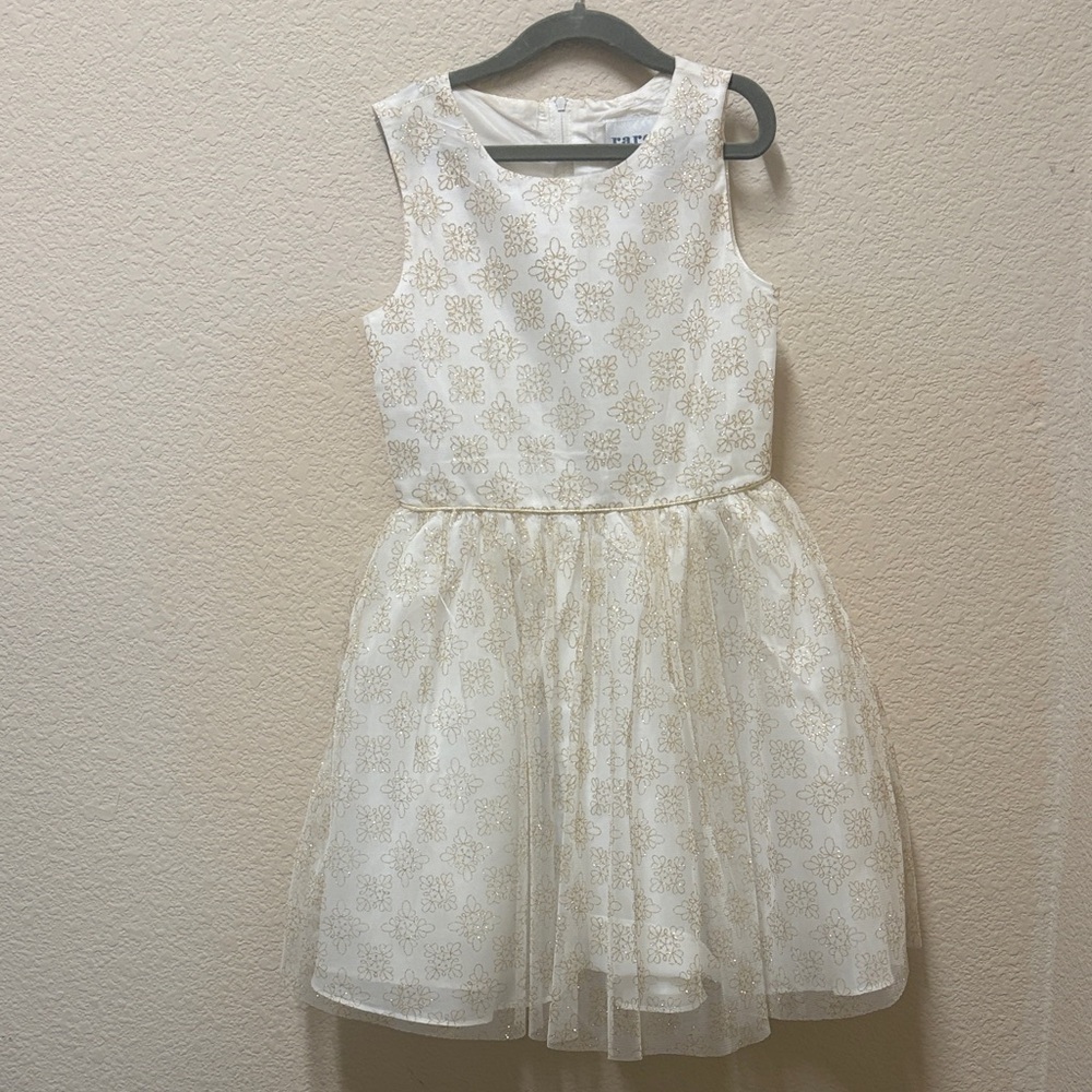 Rare Editions White and Gold Formal Kids Dress